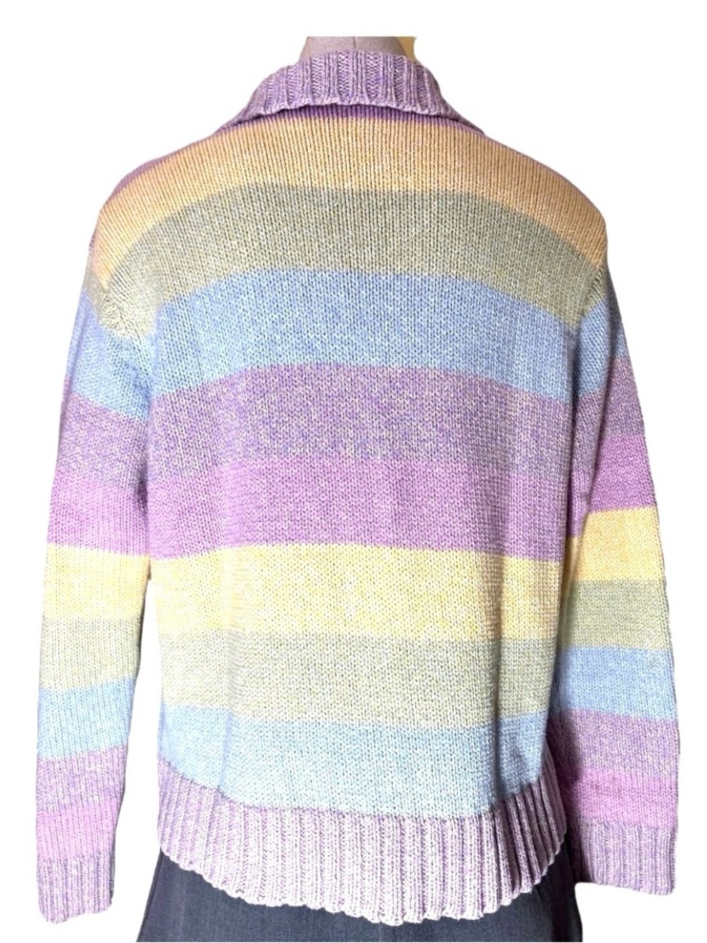 Vintage Liz Claiborne Liz Sport Multi Color Pastel Collared Knit Sweater Medium - Picture 4 of 9